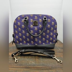 DOONEY & BOURKE MINNESOTA VIKINGS SAFFIANO ZIP SATCHEL IN PURPLE